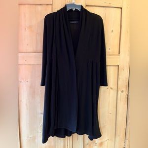 Cardigan/dress in black cotton knit. O/S